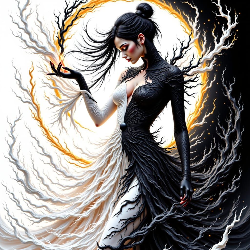 Fiery Woman Embodies Yin Yang Harmony