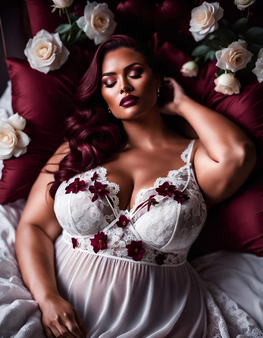 Woman in Lingerie on Flower Bed: Hyperrealistic Photo