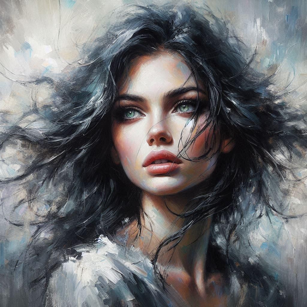 Windblown Beauty: An Oil Painting Portrait