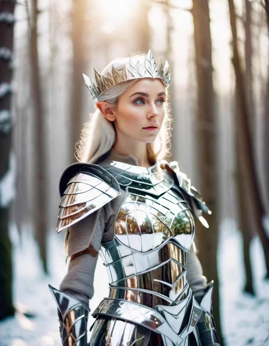 Elf Princess in Chrome Armor, Professional Photography