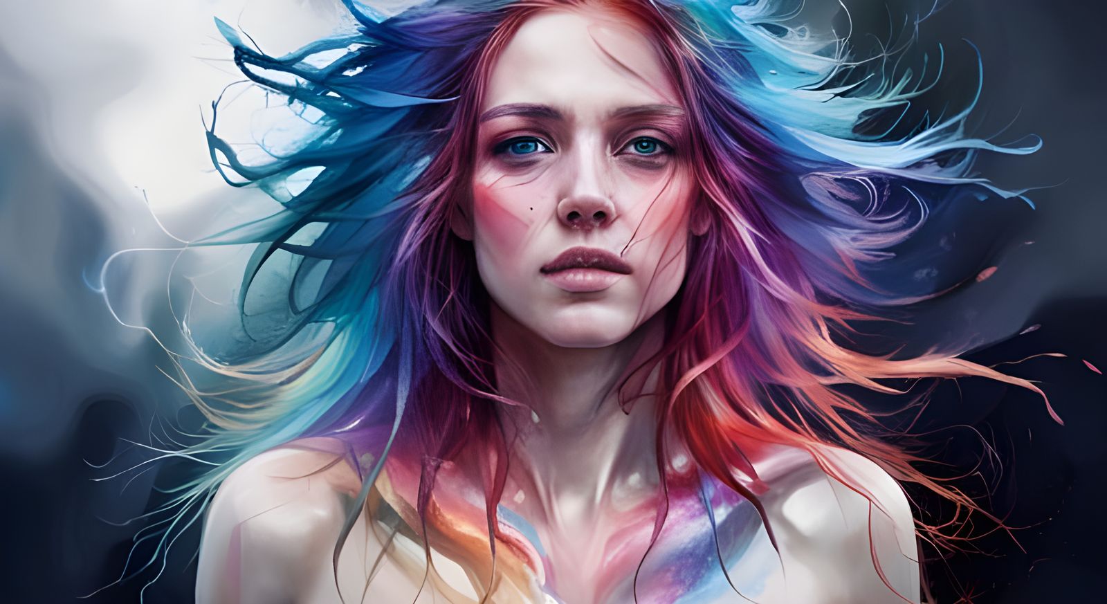 Detailed Rainbowscape in Digital Illustration Style