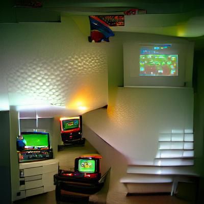 Nostalgic Retro Gaming Room with Arcade Machines