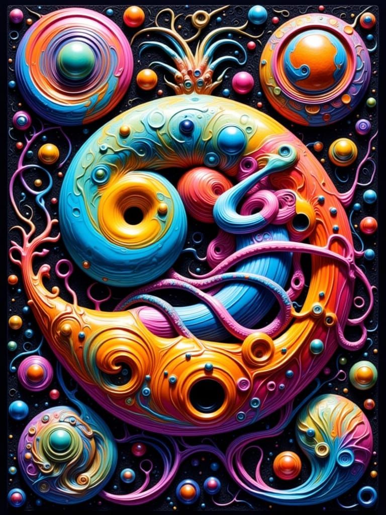 Psychedelic Nautilus Shell with Möbius Cephalopod