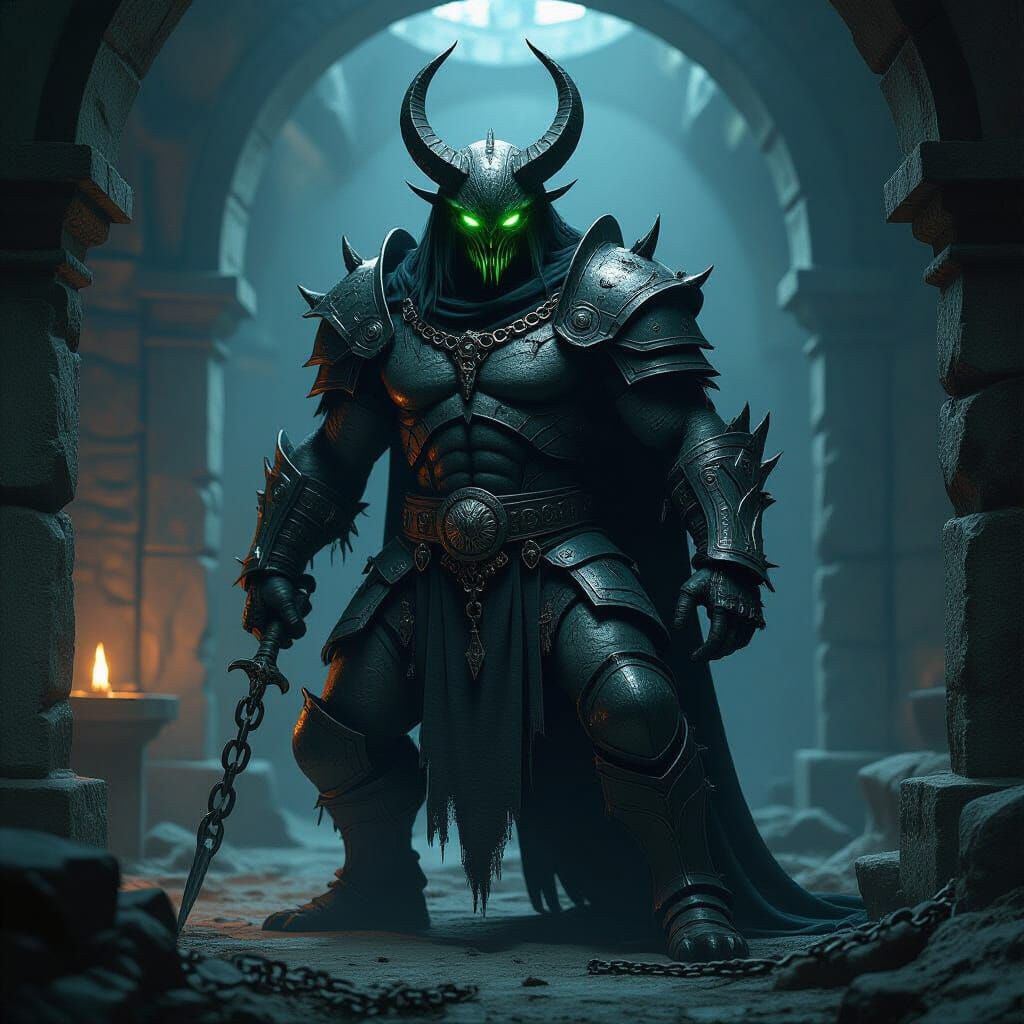 Chained Dungeon Creature in Dark Fantasy Style