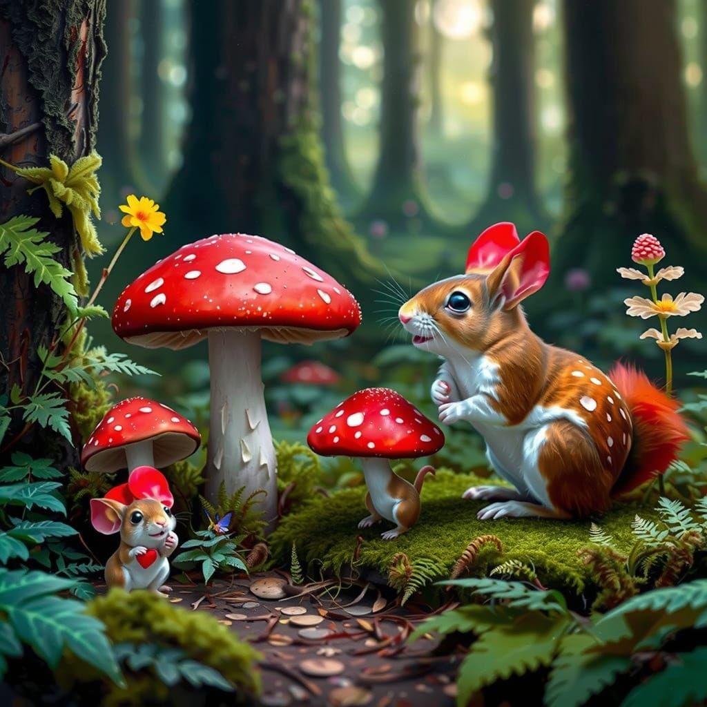 Majestic Mushroom in a Fantastical Forest Scene