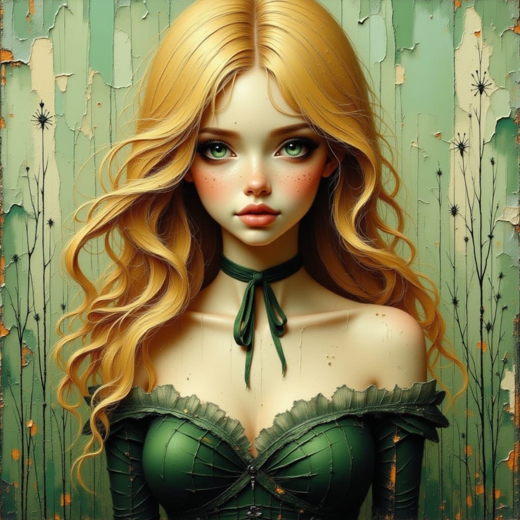 Beautiful Woman Portrait in Oil Painting Style