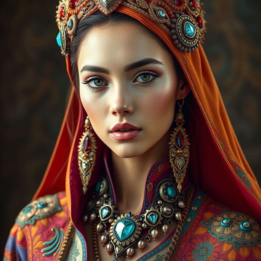 Stunning Hyperrealistic Portrait of a Woman in Futuristic At...