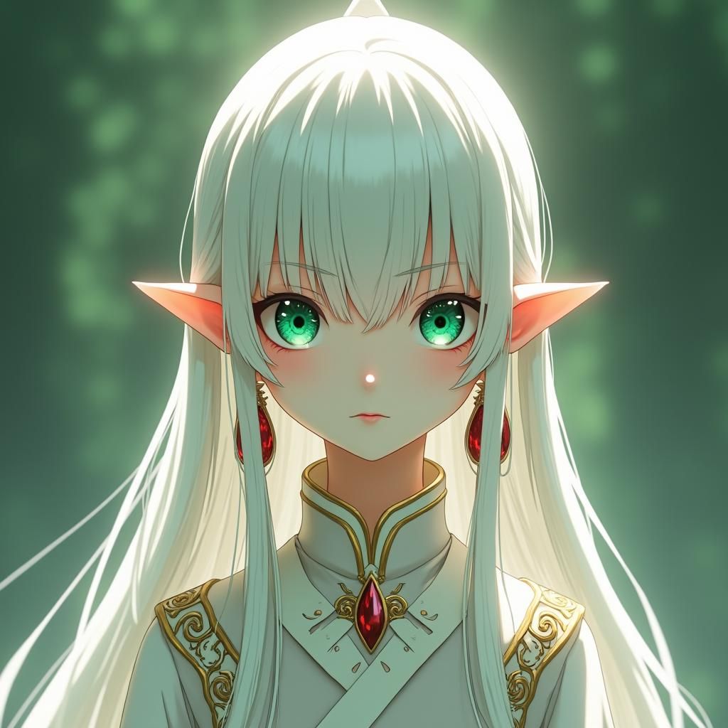 Melancholic Elf with Emerald Eyes, Anime Style
