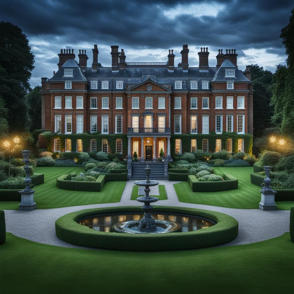 Hyperrealistic Mansion with Massive Garden Near London