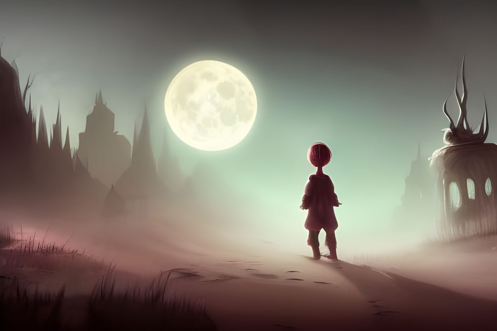 Eerie wasteland at night