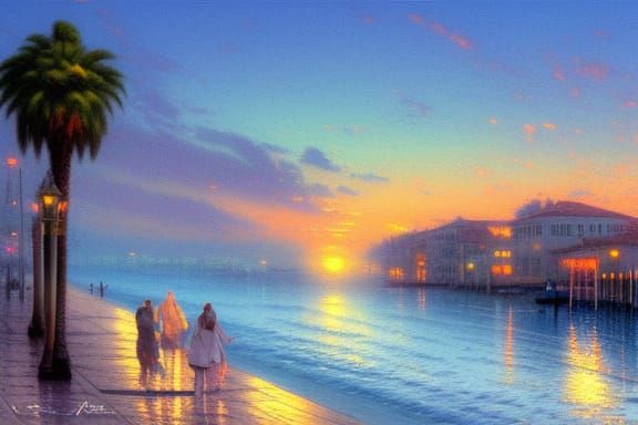 Venice Beach Sunset in Romantic Style