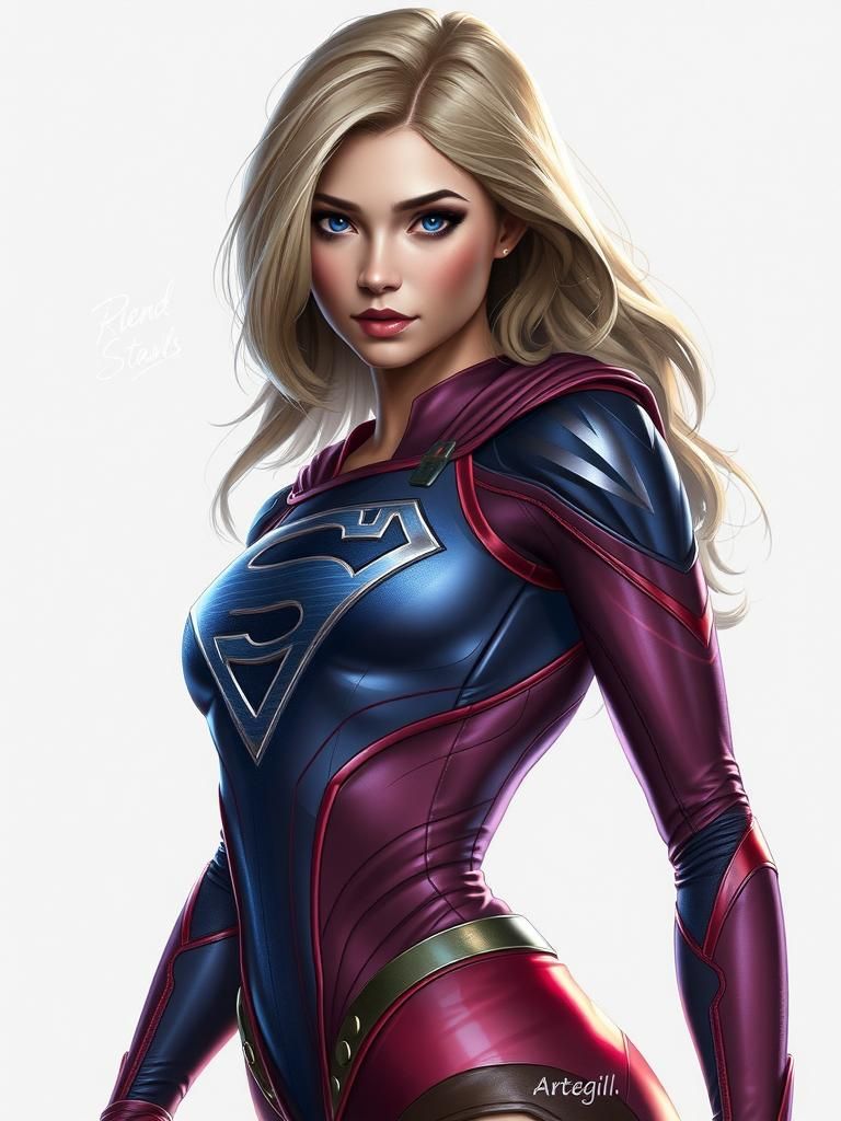 Supergirl Cell Shaded Portrait Concept Art