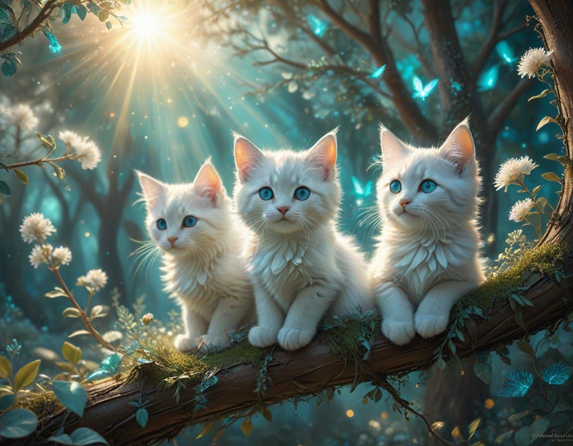 Magical Kittens in Living Tree Home, Alps View