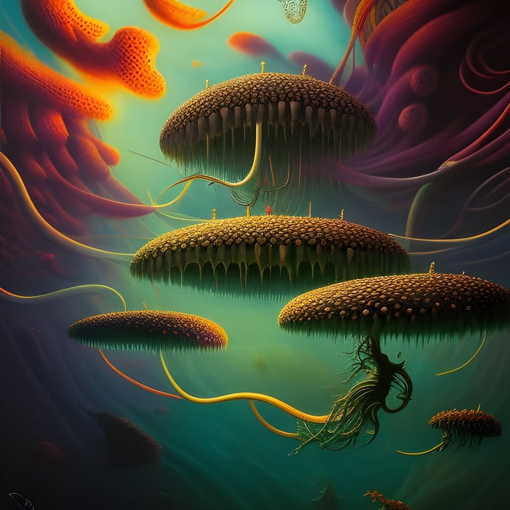 Eldritch Underwater Squid Garden in Hyper-Realism