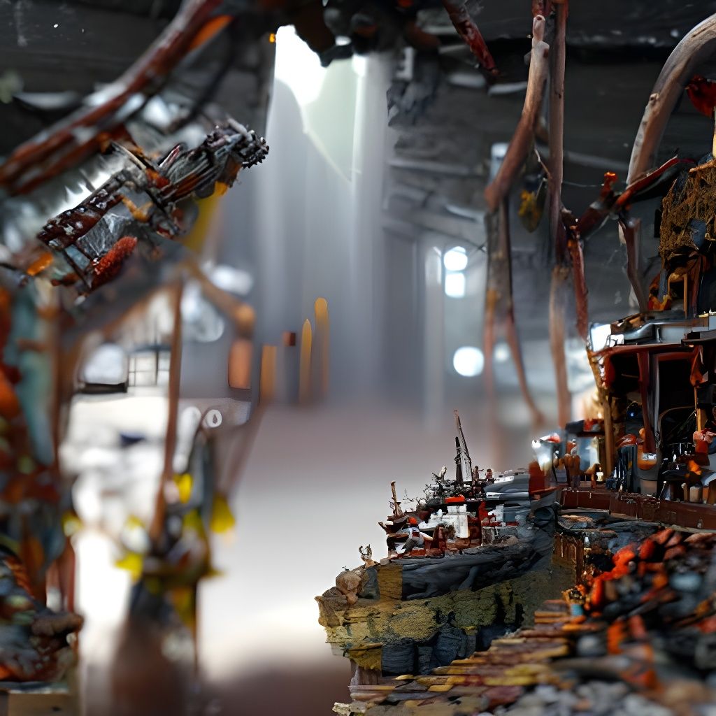 Red Werewolf Air Shipyard: Dystopian Concept Art