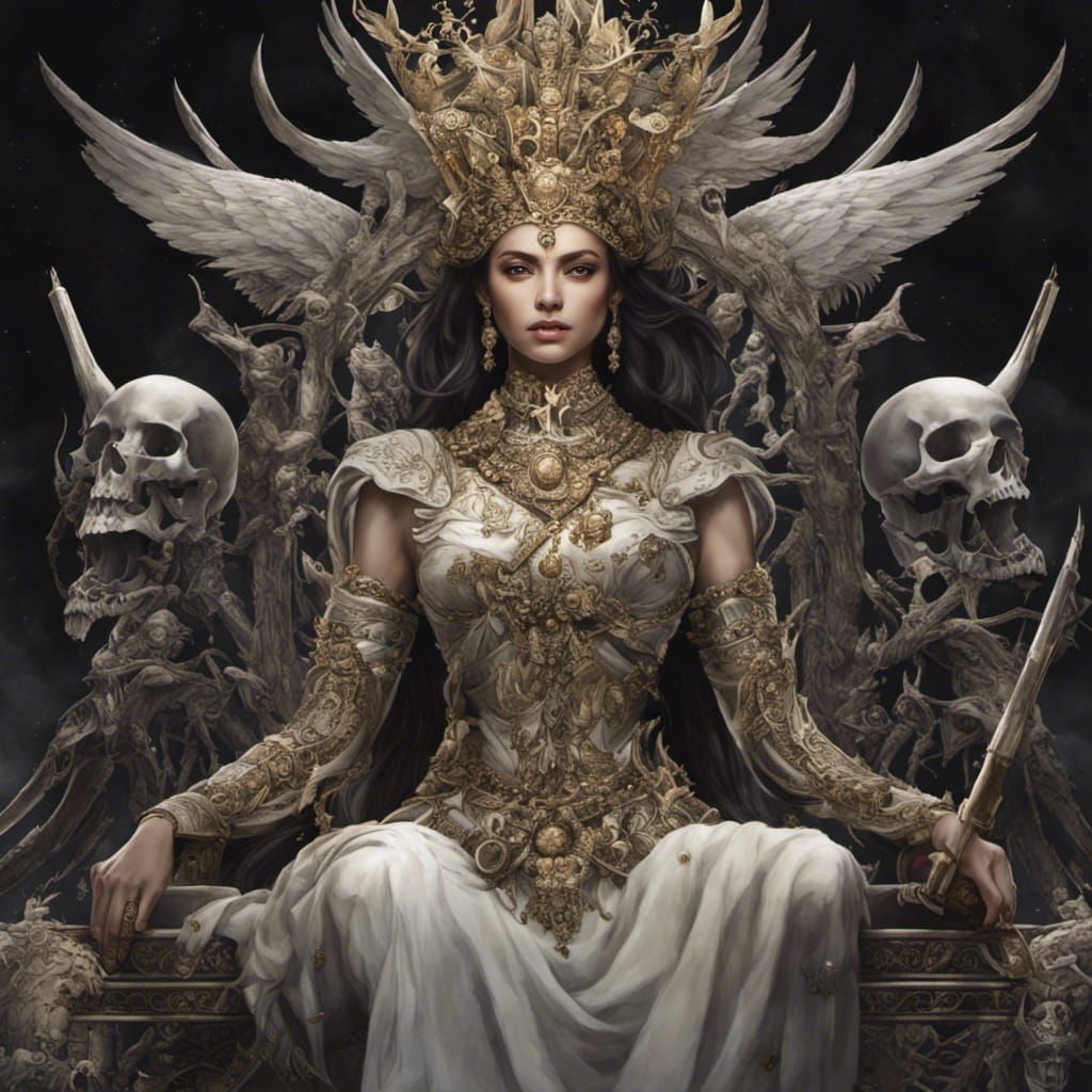 Majestic Warrior Queen with Bone Crown Illustration
