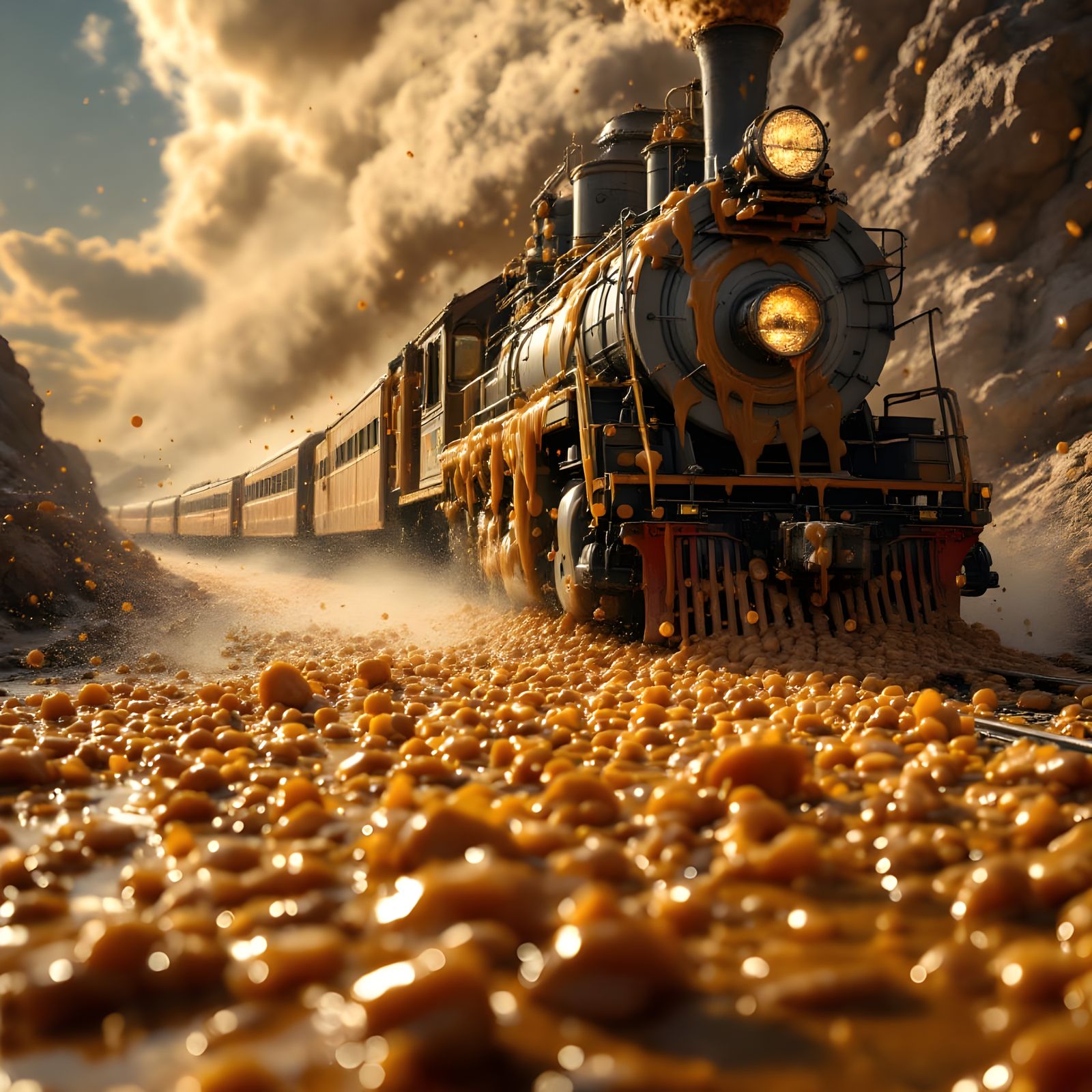 Gravy Train: High-Resolution Image of Overflowing Railway