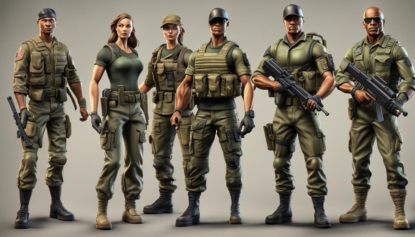 GI Jane and GI Joe Action Figures in 3D