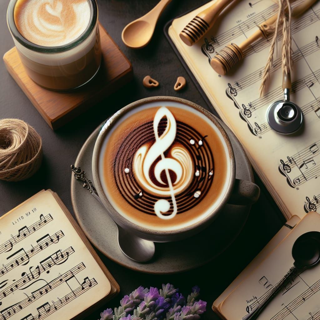 Musical Latte Art in Cafe Style