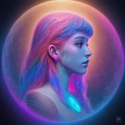 Cosmic Heartache: A Psychedelic Astral Illustration