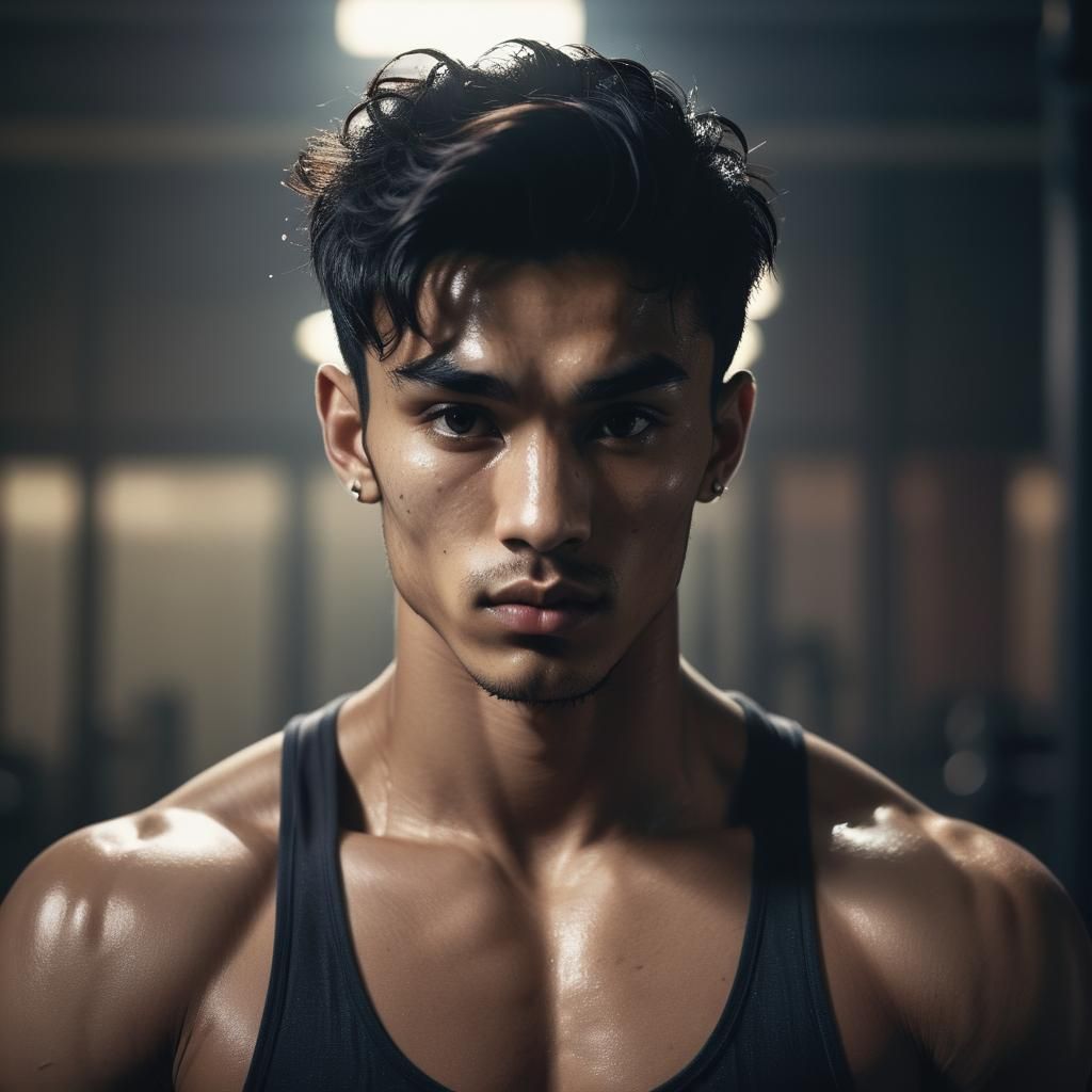 Moody Portrait of a British Asian Man in Gym