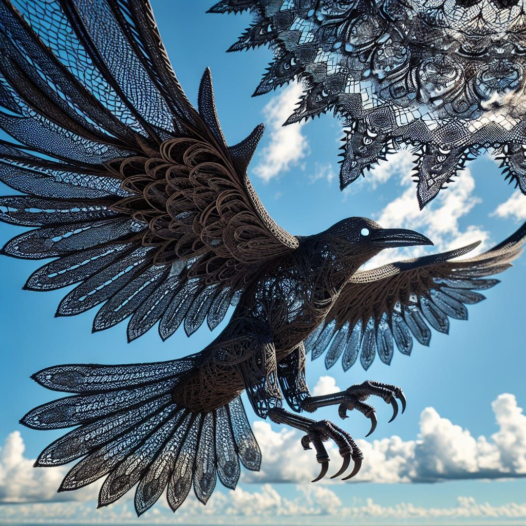 Lace Raven: An Intricate AI-Generated Image