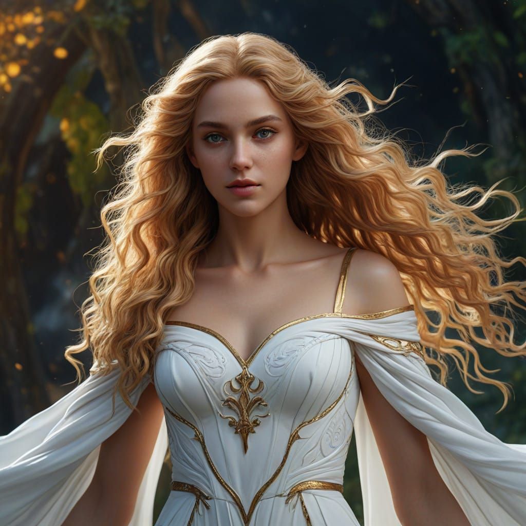 Ethereal Elf Sorceress in Whimsical Fantasy Portrait