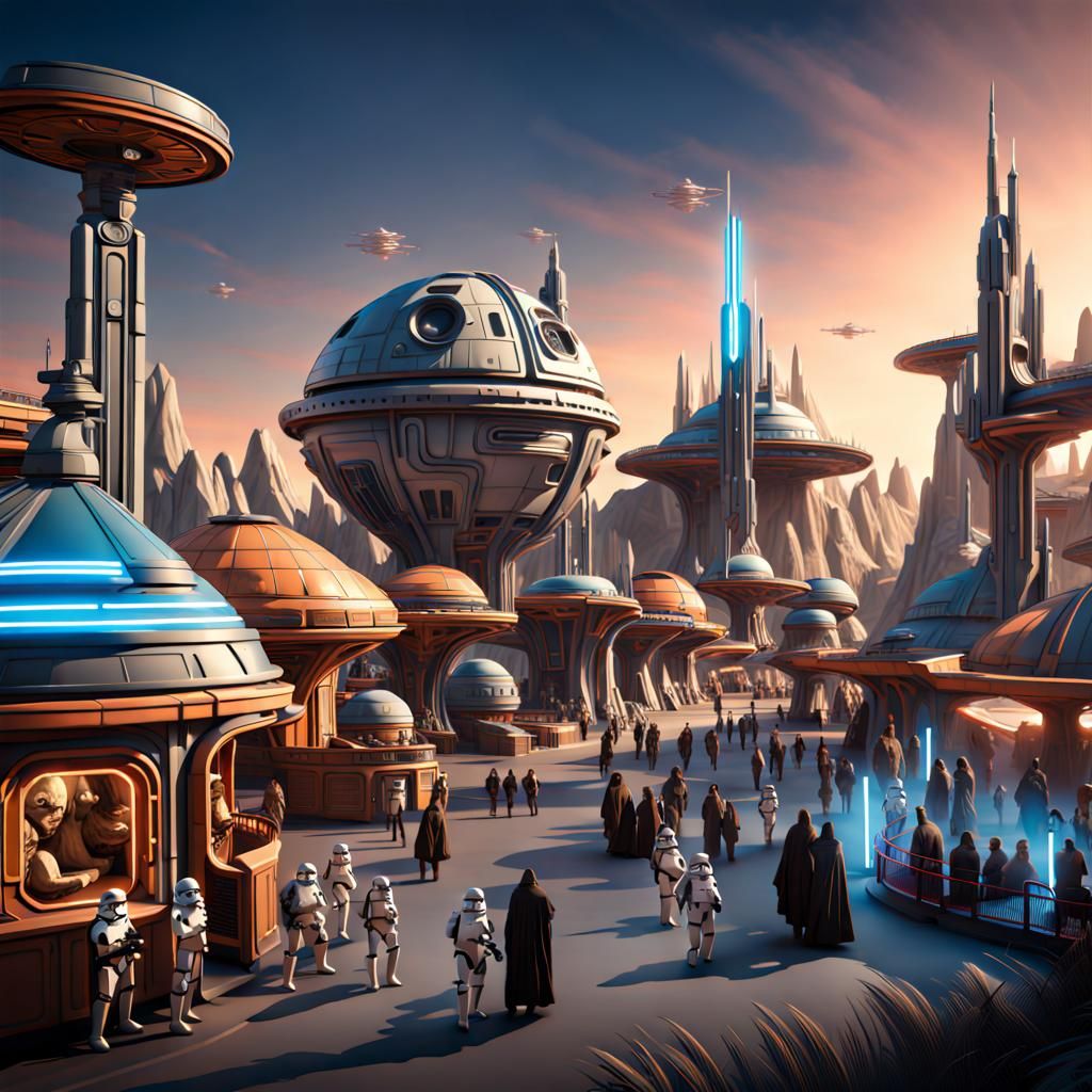 Star Wars Theme Park with Roller Coasters in 8K