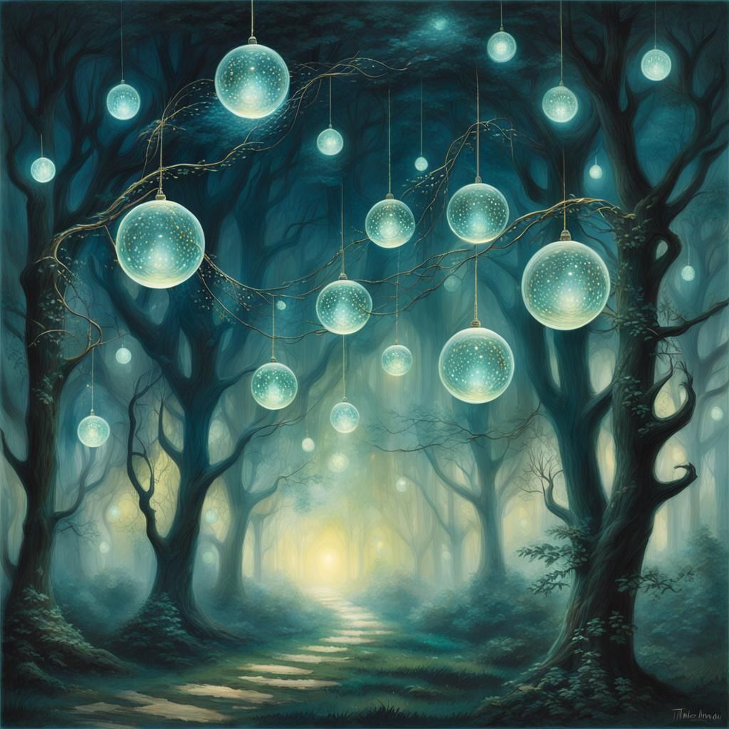 Luminescent Orbs Trail: A Surreal Digital Dreamscape