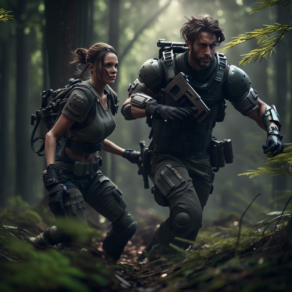 Cybernetic Fugitive Ambush in Detailed 3D Rendering