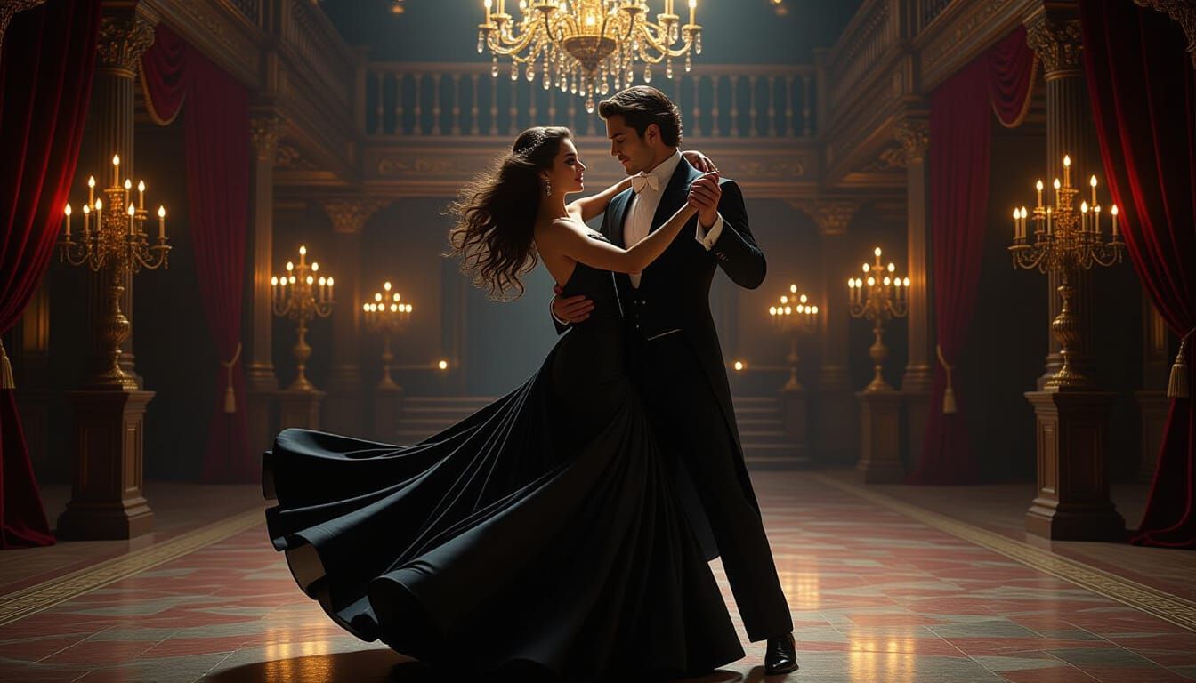 Vampire Ballroom Dance in Photorealistic Style