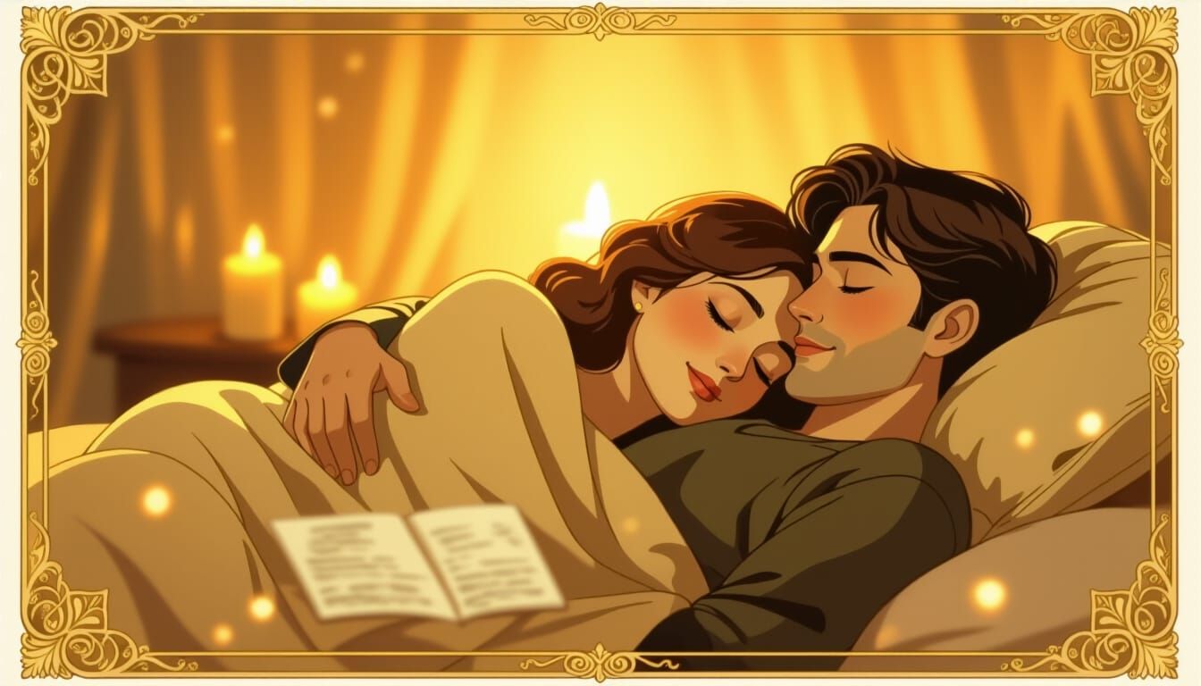 Romantic Couple in Candlelight, Art Nouveau Style