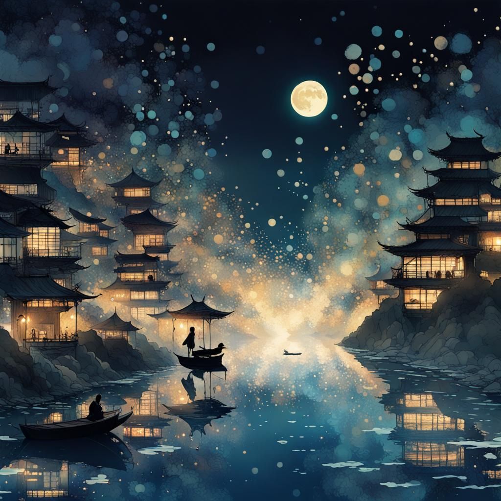 Abstract River of Light in Opalescent Style