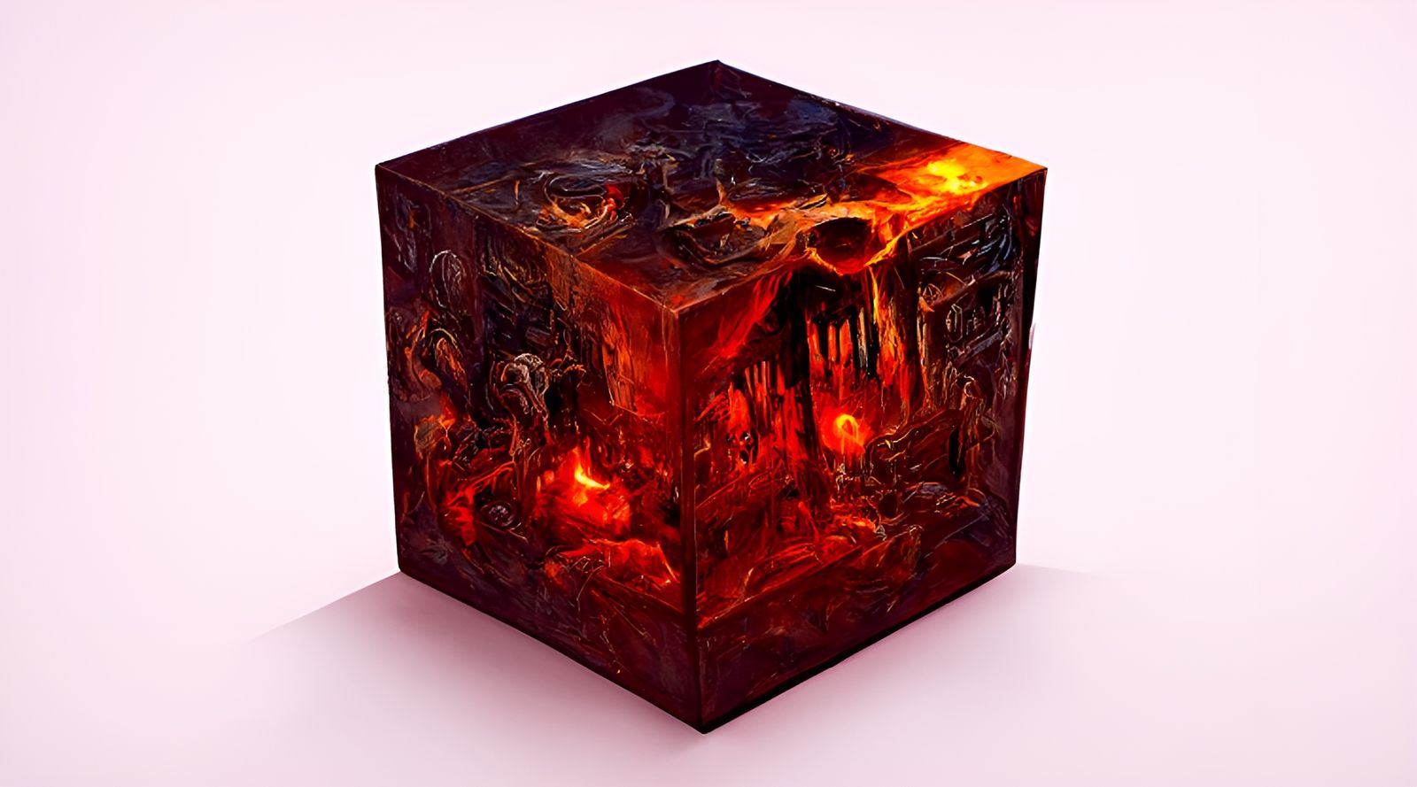 Ethereal Hell Cube Rendered in Digital Art