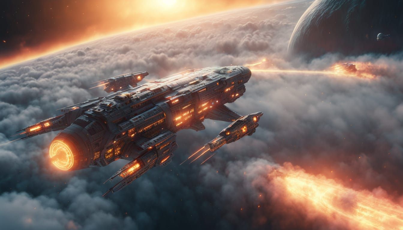 Epic Space Odyssey in Maximalist Art Style