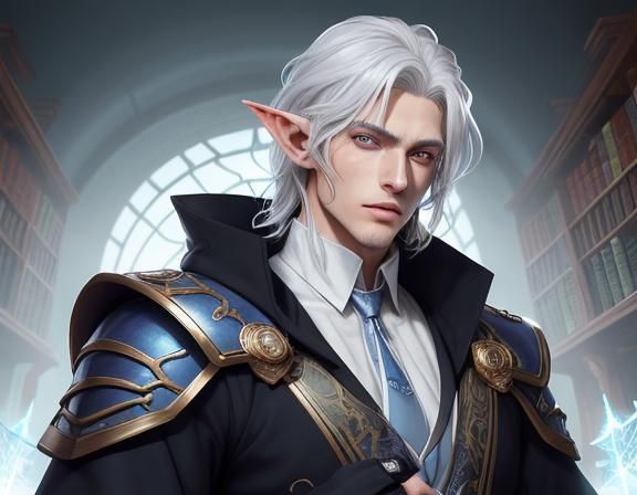 Handsome Elf in Library: Bishouen Otome Game Style