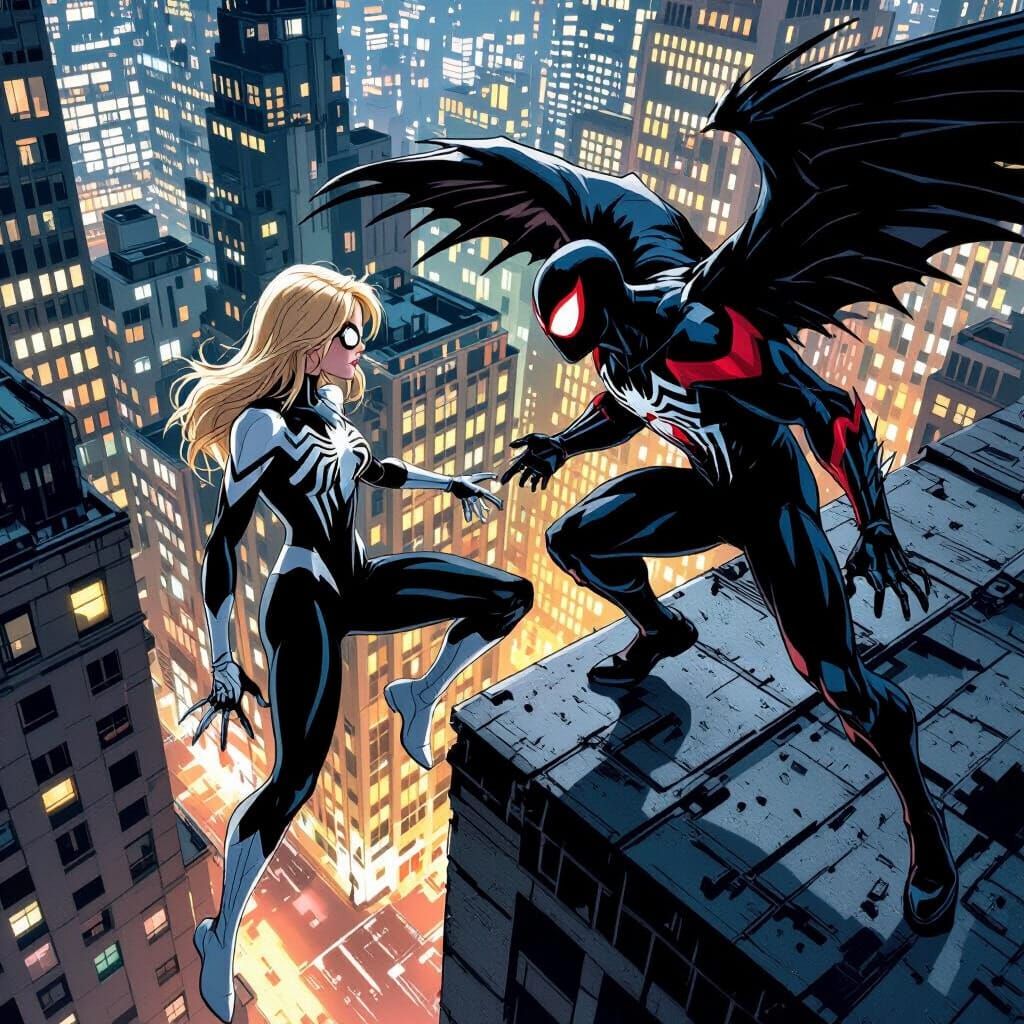 Ghost-Spider Battles Vulture Atop NYC Skyscraper