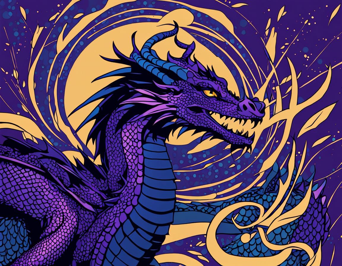 Young Women with Dragon and Swordswoman Tattoos in Vibrant A...