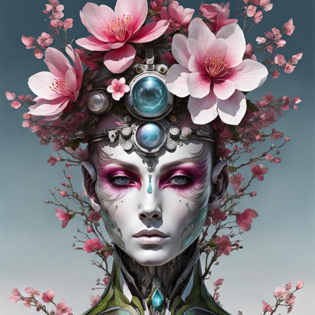 Surreal Flowerpunk Tree Creature, Hyperdetailed Photography