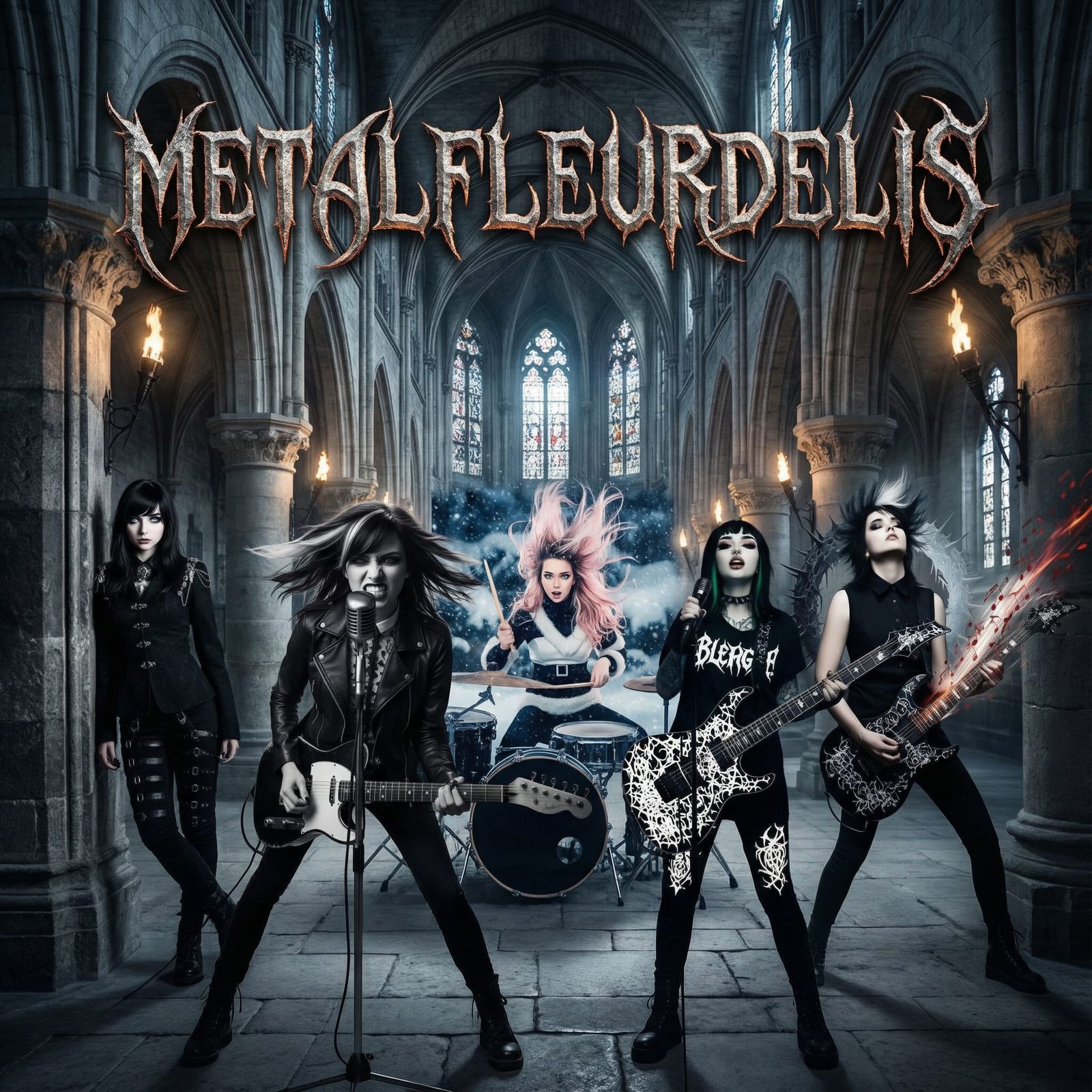 Epic Deathcore Album Cover with Gothic Elements