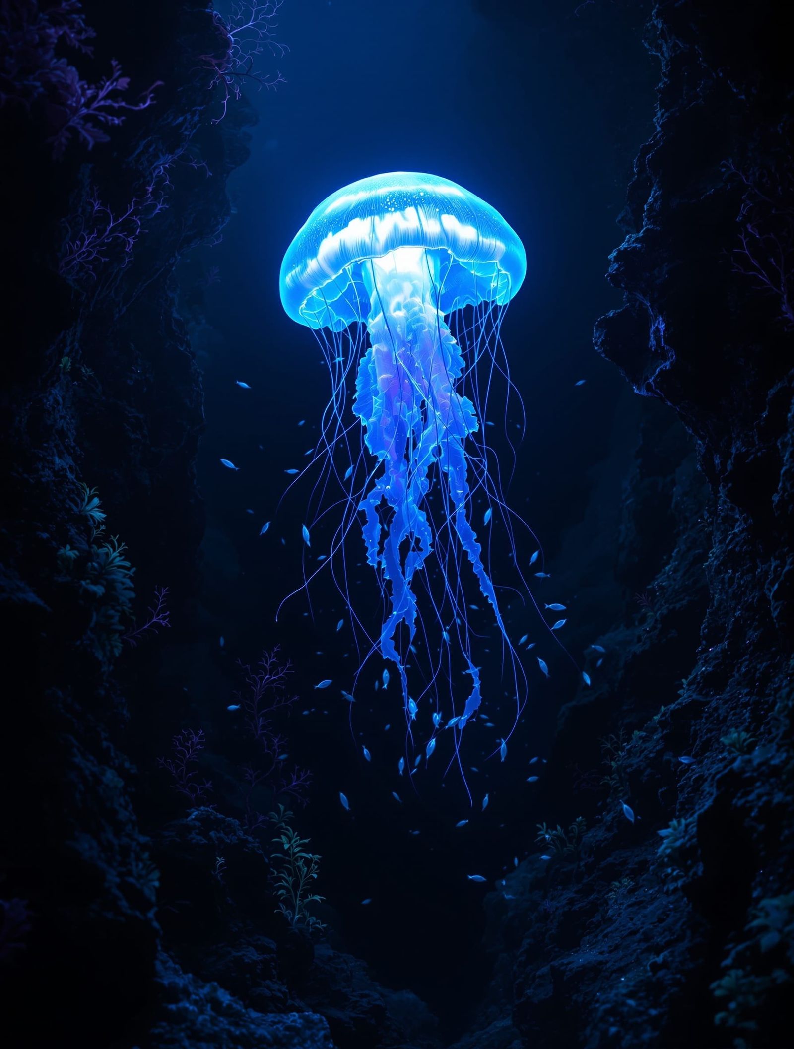 Bioluminescent Jellyfish Illuminates Deep Ocean Trench