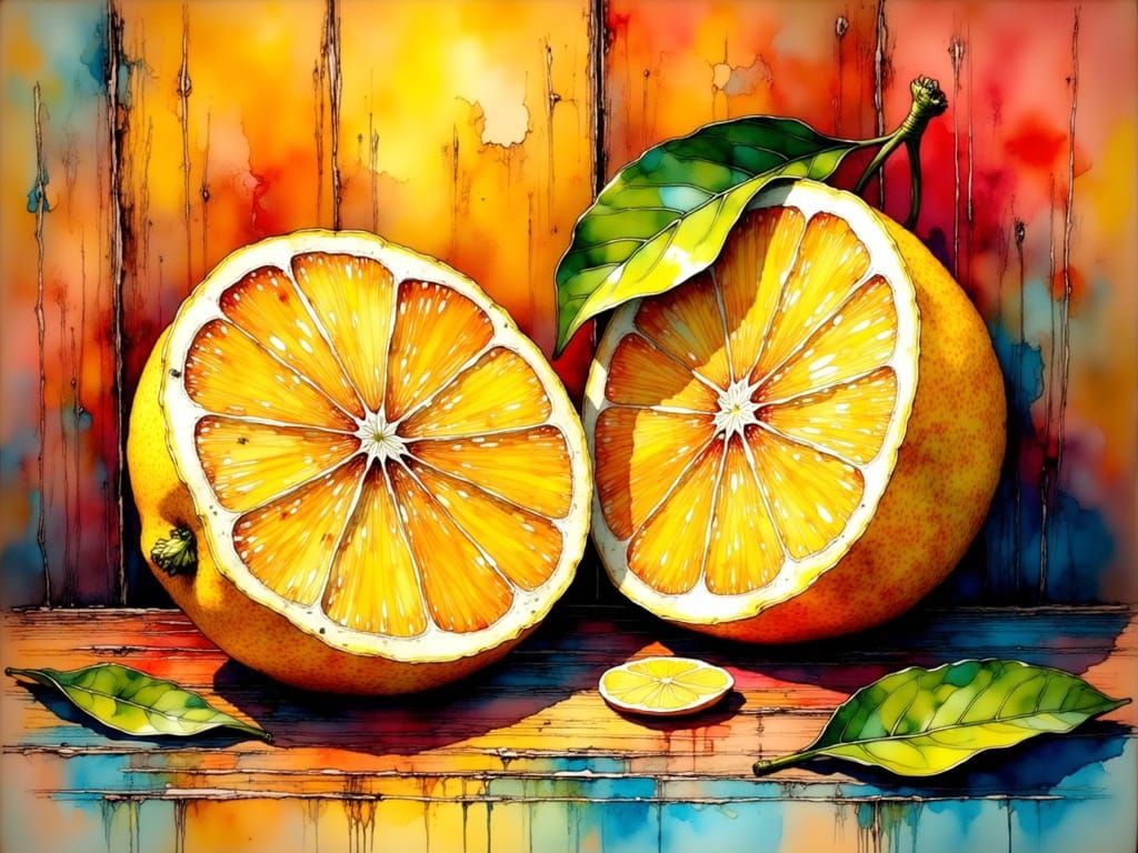 Vibrant Waterlemon Still Life in Warm Wooden Tone