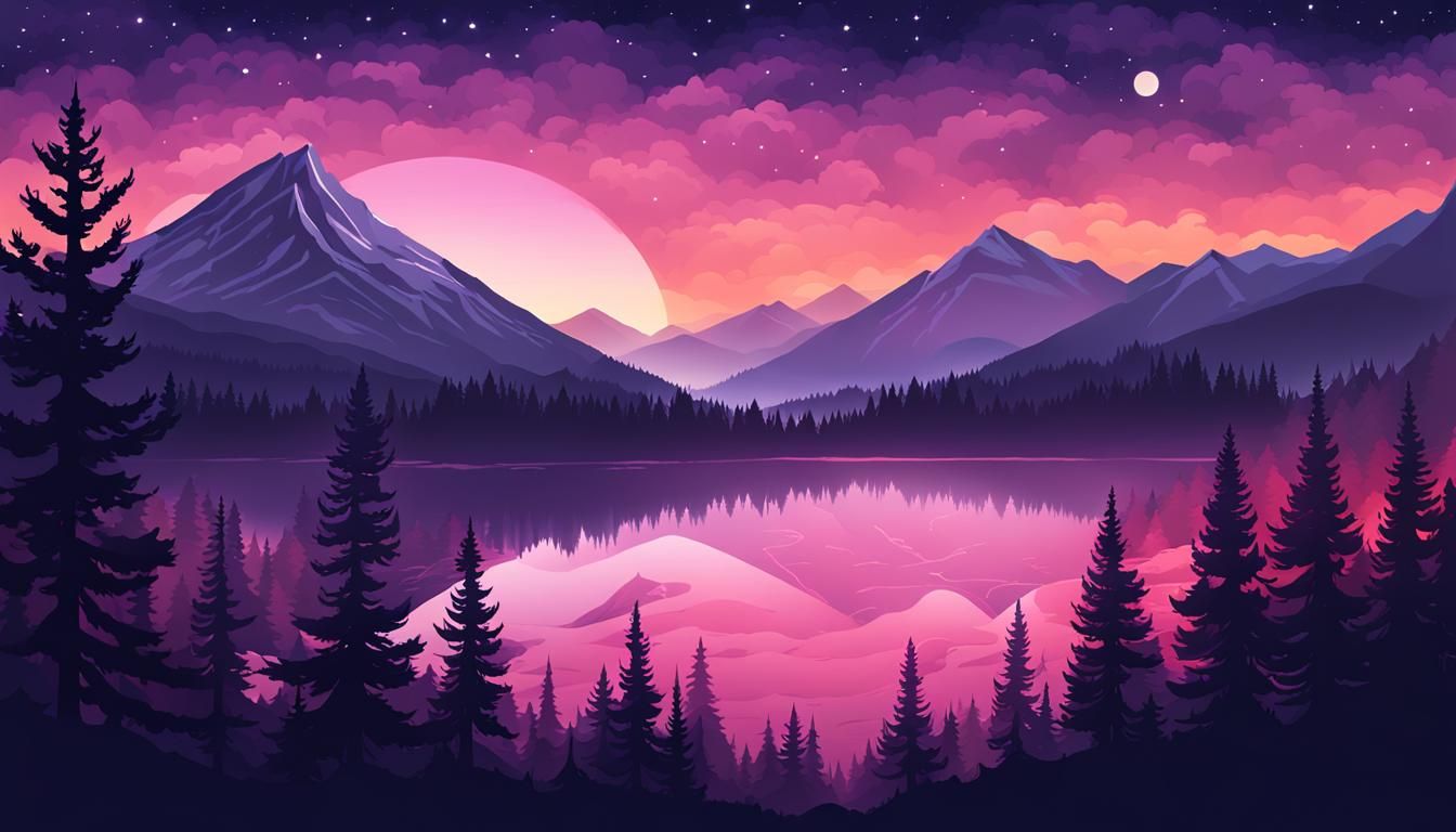 Mountain Sunset: Detailed Matte Painting in Deep Color