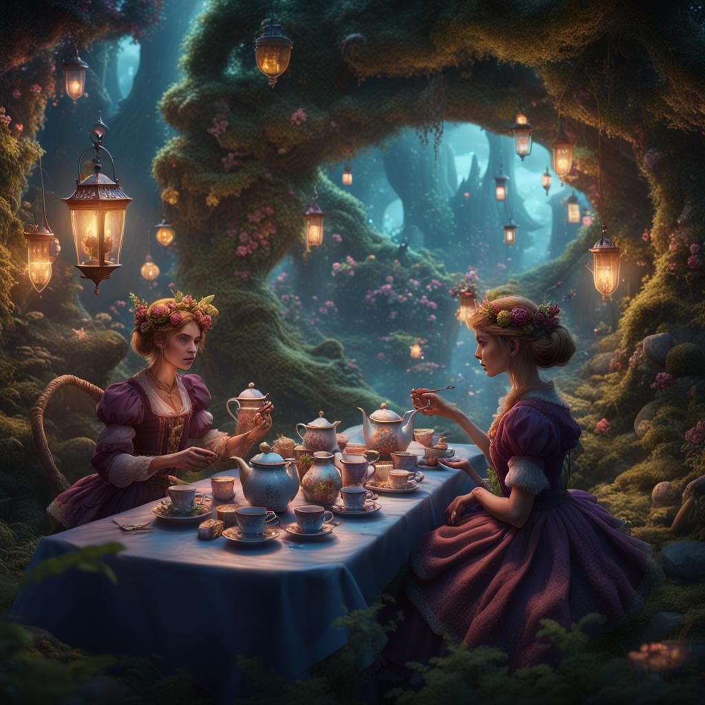 Enchanted Fae Tea Party: Detailed Matte Painting