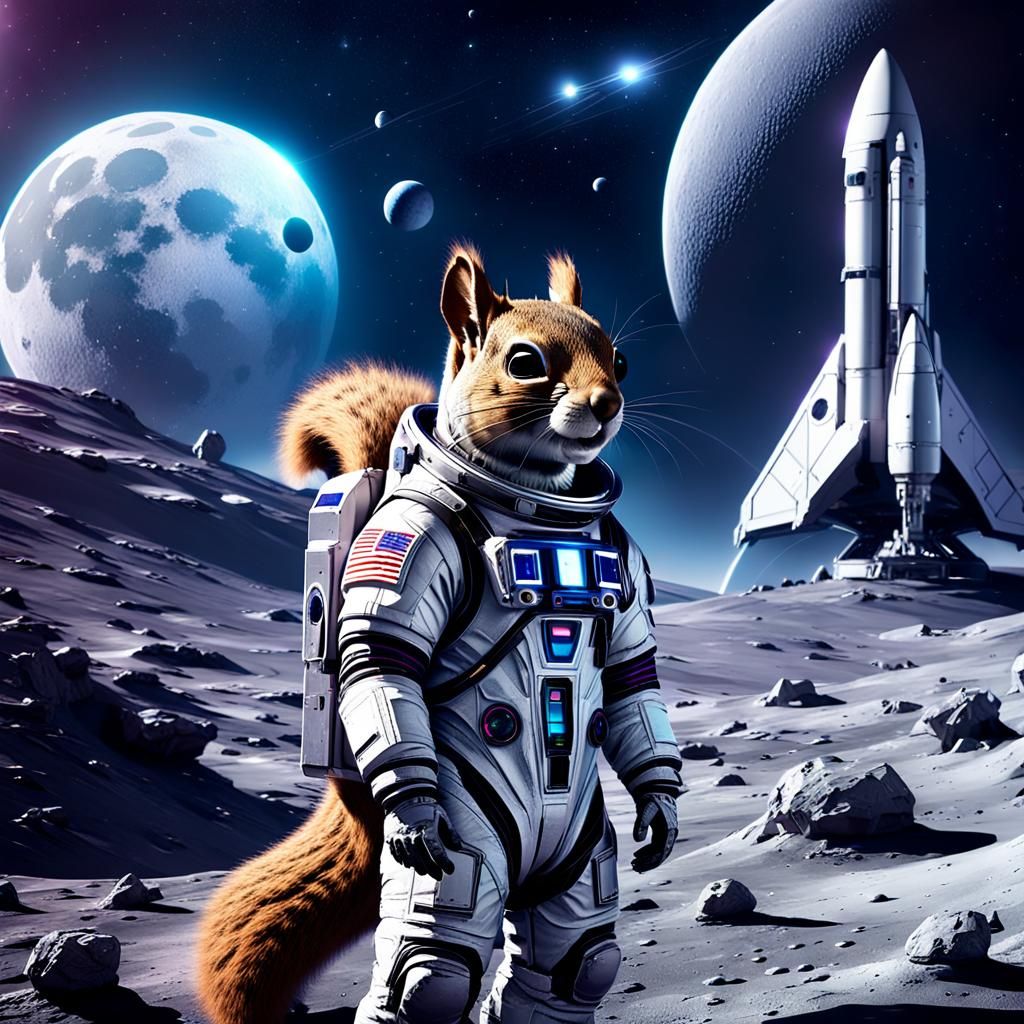 Squirrel-naut on the moon