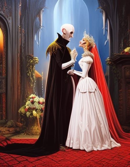 Dark Fantasy Wedding: Nosferatu and Cinderella in Oil