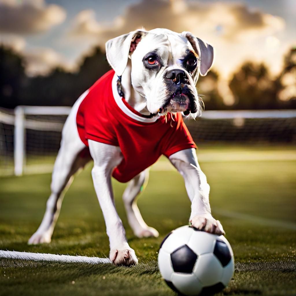 Boxer soccer goalkeeper trapping the ball