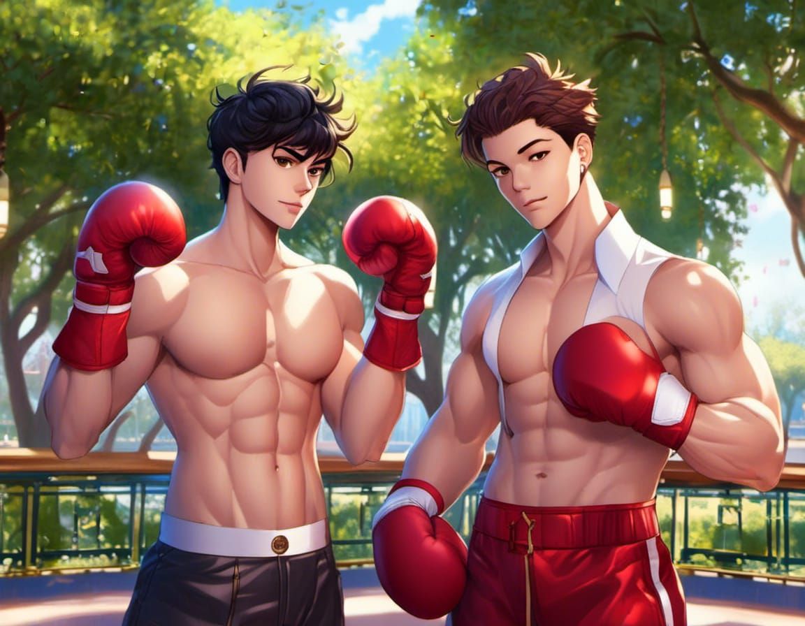 Boxers in Disney Park: Anime Art Style