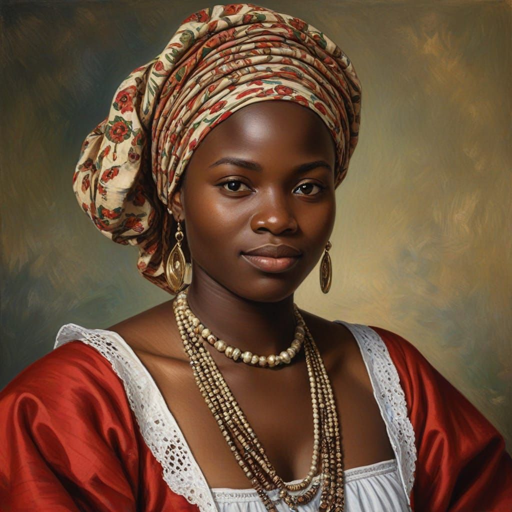 Bissau-Guinean Balanta Woman Portrait in Rubens Style