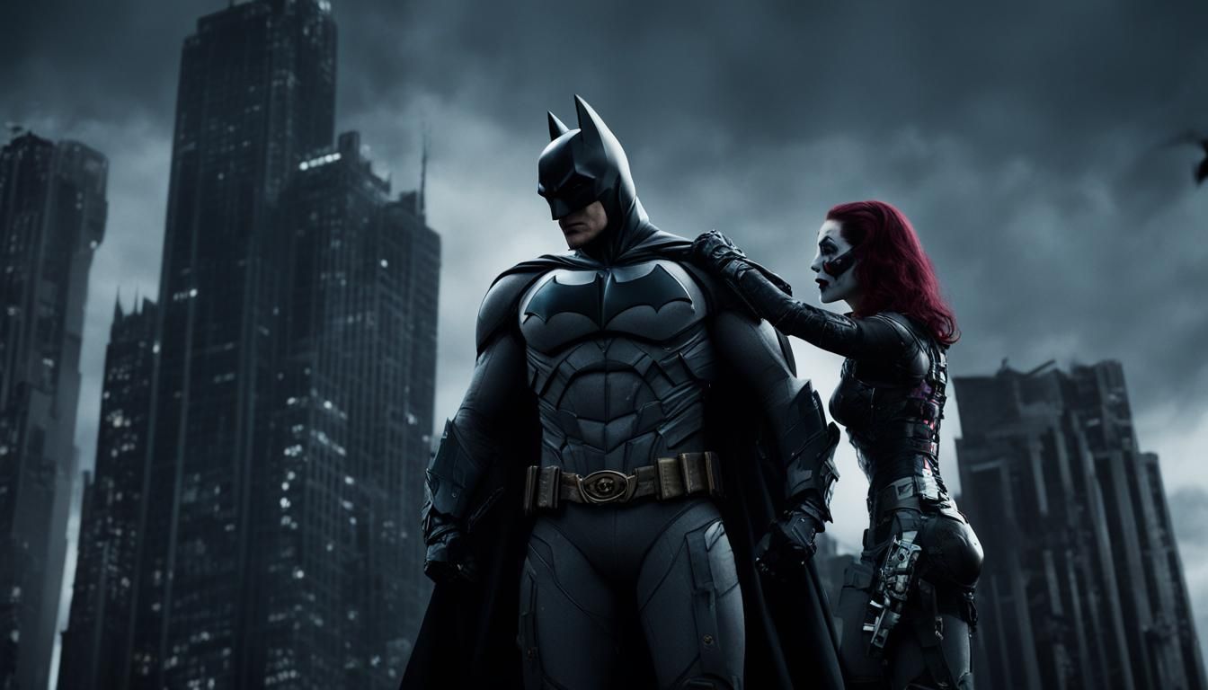 Dark Academia Batman Grabs Joker in Gotham City Noir